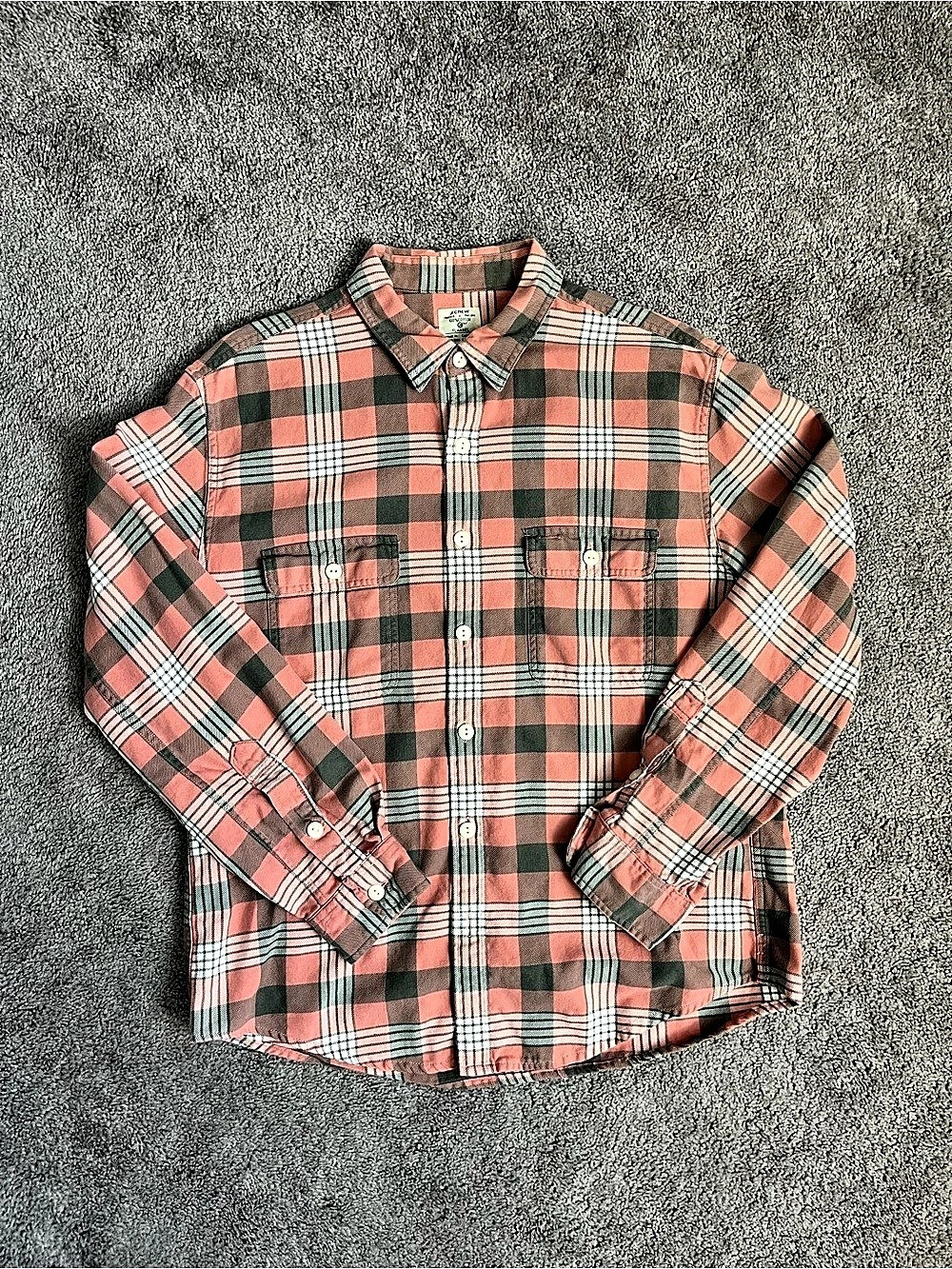 J.Crew Vintage Flannel Plaid Shirt Plaid Button Down Shirt in Pink & Black Size